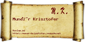 Munár Krisztofer névjegykártya